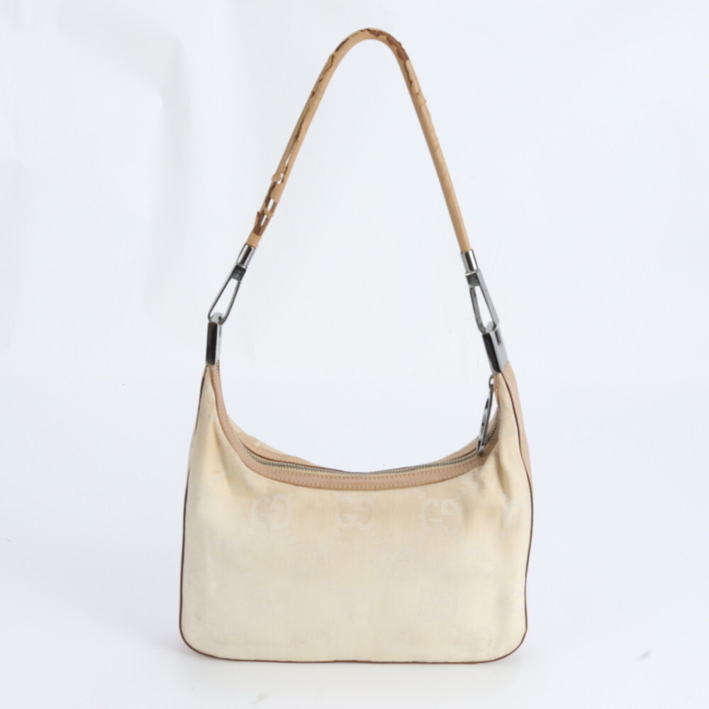 Gucci GG Canvas 001 3812 Leather One-Shoulder Bag Handbag Beige Women's - Picture 3 of 9
